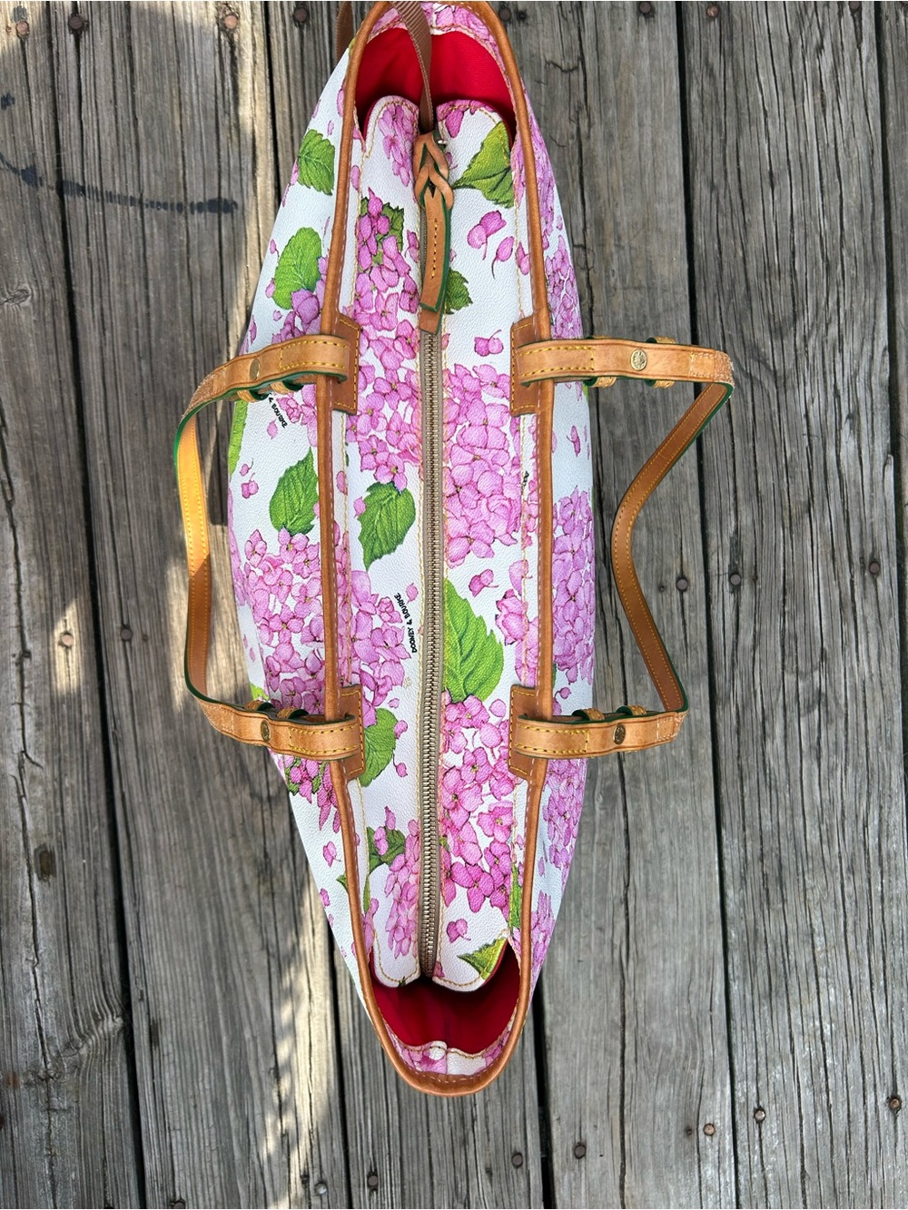 Dooney & Bourke Pink Hydrangea Floral Tote Bag - Picture 10 of 16